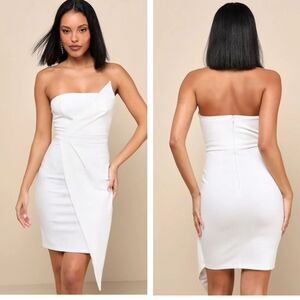 Lulus Queen of the City White Strapless Bodycon Dress Size Small Bridal Shower